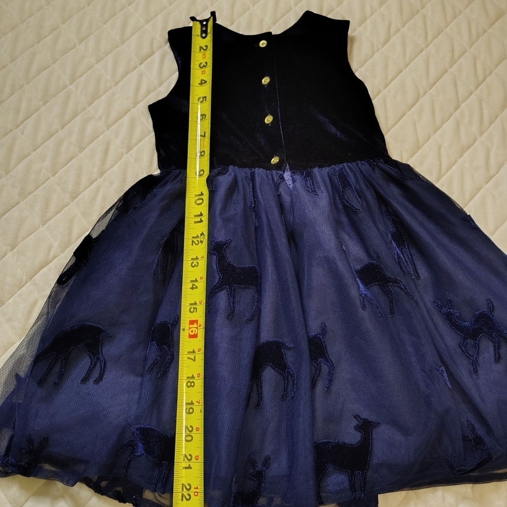Cat & Jack navy blue velvet and tulle dress with a deer pattern - Picture 11 of 13